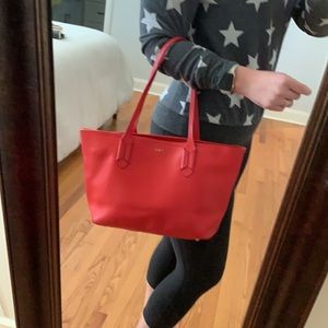 Ralph Lauren Leather Shopper Tote Reddish Coral